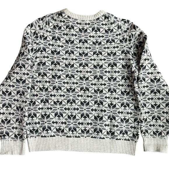 Lands' End 100% lambs wool pullover sweater size L gray tones Fair Isles style - Picture 6 of 7